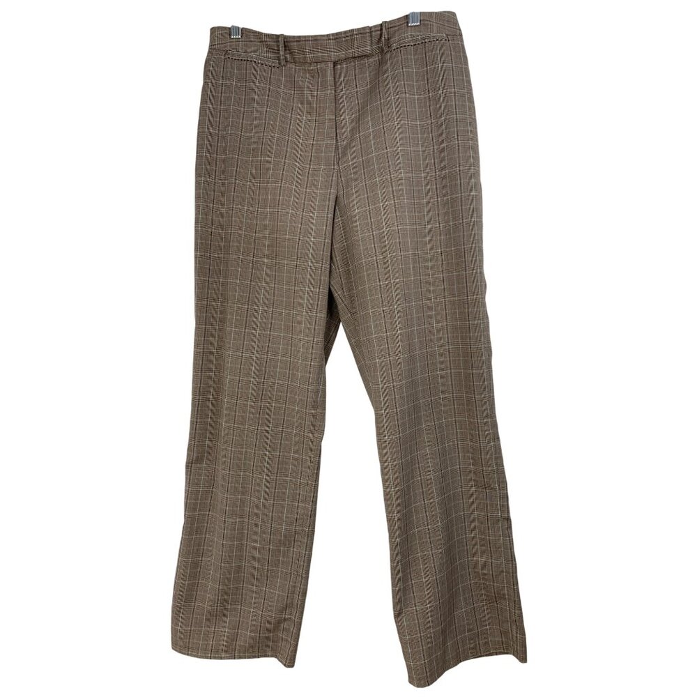 Dressbarn Brown Plaid Dress Pants Size 10 Lightweight Summer Crop RZ10409